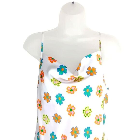 COTTON ON Slip Dress Size Small Floral Cowl Neck Mini Multicolor - Picture 4 of 12
